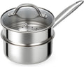 Ohtomber 1.5 Qt Tri-Ply Stainless Steel Saucepan with Steamer Basket & Lid