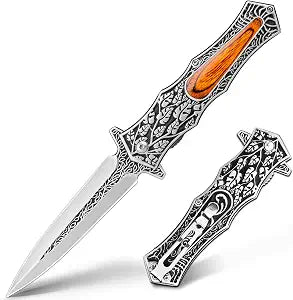 VALHALLA PASTOR Pocket Knife, 3.7'' Folding Knife, Viking Knife