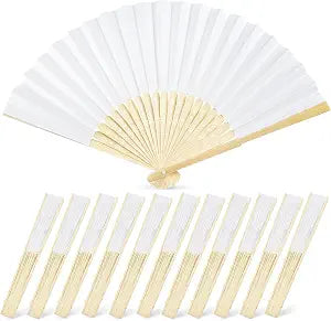 JOHOUSE 12 PCS White Paper Fans Handheld, 8.3 Inch Foldable Hand Fan