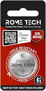 Rome Tech CR2032 Remote Control Fan Battery Compatible with Dyson - 1-Pack