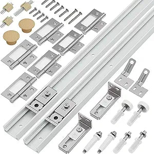 Closet Bifold Door Hardware & 2 x 24 Track Kit, Combine for 48" 4 ft Door