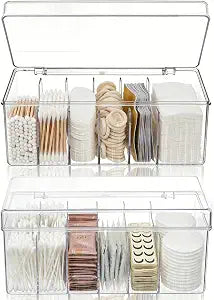 2 Pack Lash Extension Organizer with 6 Compartments, Flip-top