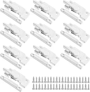 10-Pack Universal Window Sash Locks, White Iron Cam Action Latches for Double & Single-Hung and Horizontal Sliding Windows
