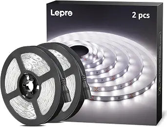Lepro 12V LED Strip Light, Flexible, SMD 2835, 300 LEDs, 32.8ft Tape Light for Home, Kitchen, Party, Christmas and More, Non-Waterproof, Daylight White, Pack of 2(Not Include Power Adapter)