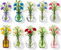 Mini Vase Magnets for Fridge, 10pack Cute Tiny Magnetic Glass Vases Refrigerator Accessories, Real Flowers Pot Magnet, Funny Aesthetic Plant Pot Locker Office Kitchen Decoration, Small Magnet Bud