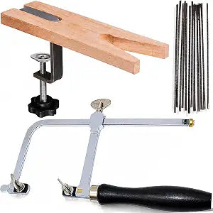 Jewelers Saw Frame Kit with 144 Saw Blades, Adjustable Jewelry Saw Set with Wooden Bench Pin & Clamp Metal Cutting Hand Saw for Jewelry Making, Wax Cutting Saw, Wood Craft & DIY Repair