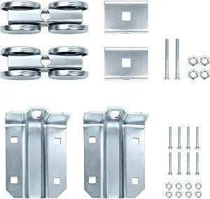 HOME MASTER HARDWARE Box Rail Hanger Kit 2 Set, Exterior Barn Door Hardware Kit, Rated Safe Working Load 225 lbs, Zinc Plated