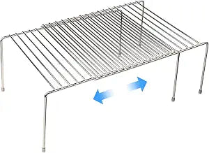 Tomorotec Expandable Kitchen Cabinet Organizer Stainless Steel Shelf Silver