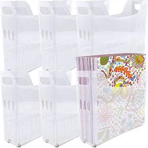 6 Pack 12 x 12 Paper Storage OrganizerScrapbook Paper Storage with WheelsPlastic Portable Scrapbook Storage Bin for 12" x 12" PaperScrapbook Papers, CardstocksVinyl Sheets, Documents
