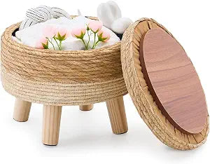 Cpintltr Storage Ottoman Poufs Handwoven Foot Stool