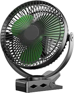 Clip on Fan, Rechargeable Portable Fan, 8 Inch Small Desk Fan - 10000mAh Battery Powered Fan with 4 Speed, 360 Rotation Personal Fan Suitable for Golf Cart, Bedroom, Travel and Camping (Green)