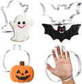 Teenyyou 3 Pcs Large Halloween Cookie Cutters Set 7.5 Inch Extra Large Pumpkin Bat Ghost Shapes Stainless Steel Metal Giant Cookie Cutters Molds for Halloween Day Baking Party Kitchen Accessories