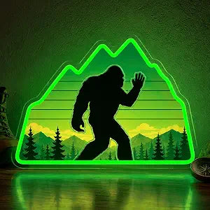 Bigfoot Neon Sign Green LED Sasquatch Neon Sign Forest Nature Room Decor