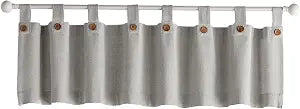Tucker Solid Button Window Kitchen Valance, Gray - 60" W x 15" L
