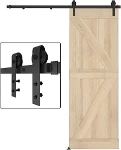 Barn Door Hardware Kit 5FT, Heavy Duty Modular Sliding Door Track Hardware Set for Interior & Exterior Doors