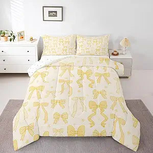 Feelyou Bow Coquette Princess Comforter Set Twin Size Kids Boys Girls