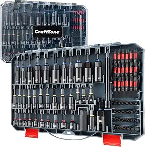 80-Piece Magnetic Nut Driver Set, Impact Driver Bit Set with 1/4" Hex Shank, Metric & SAE Nut Drivers, Socket Adapters, Bit Holder, Universal Sockets, Wing Nut Driver, Quick-Release Drill Extension