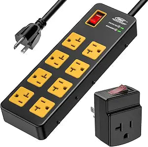 CRST 20 Amp Heavy Duty Metal Power Strip with 15A Adapter, ETL Listed