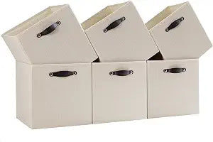 Cube Storage Bins | 9.5"x9.5"x9.8", Beige, 6 Pack
