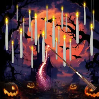 24 Floating Candles with Wand & 25 AAA Batteries Halloween Decor