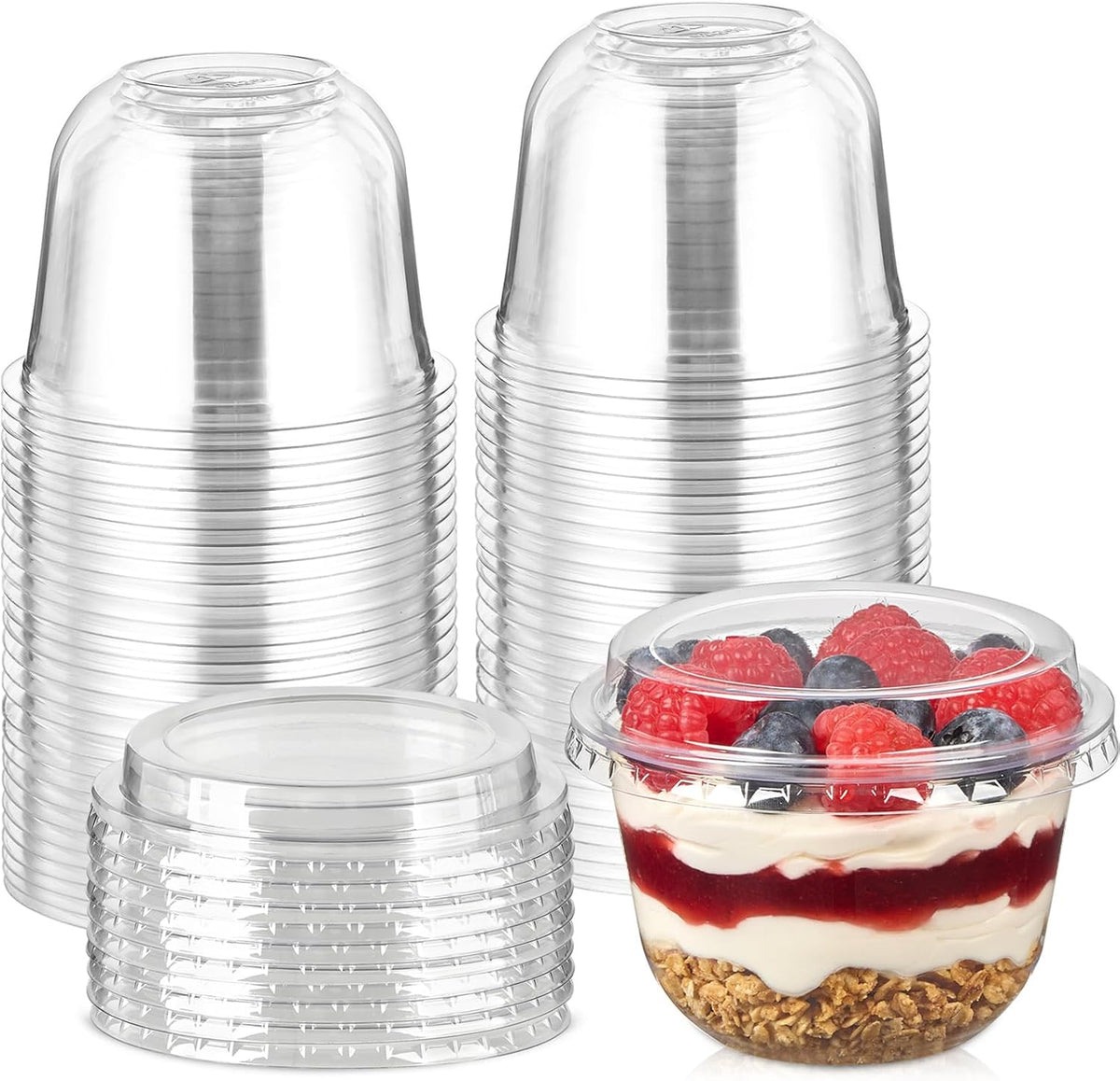9 oz Plastic Dessert Cups with Lids, 50 Sets