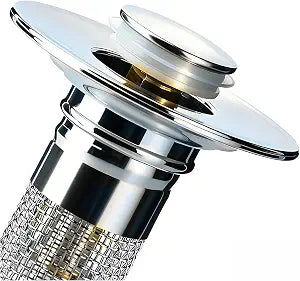 Sink Stopper Hair Catcher, Pop-up Sink Drain Strainer with Removable Stainless Steel Strainer Basket Hair Catcher, Bathroom Sink Strainer for Bathroom Sink Stopper Replacement(1PCS)