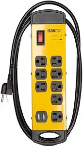 Iron Forge Cable 8 Outlet Surge Protector Power Strip, 6 Ft, 2 USB - Black