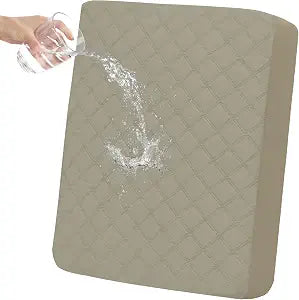 Easy-Going Waterproof Oversized Chair Cushion Covers, Non-Slip Leakproof Sofa Seat Cushion Slipcovers, Quilted and Stretch Furniture Protector for Dogs, Pets (1-Piece Oversized Chair Cushion, Beige)