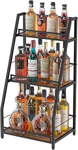 Hayexiha 3-Tier Liquor Stand for Home Bar, Stepped Freestanding Wine Rack