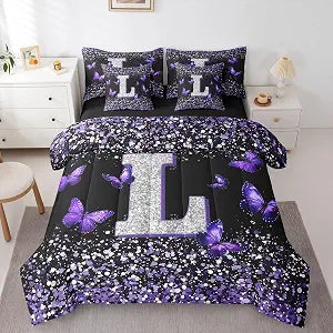 Erosebridal Personalized Initial L Twin Comforter Set 7 Piece for Kids