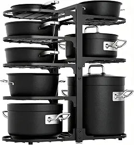 Adjustable Pot Rack: 8 Tier Pan Storage - 120LBS Kitchen Organizer