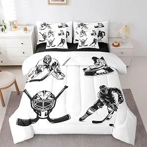 Erosebridal Ice Hockey 7 Piece Bedding Set Twin Hockey Player