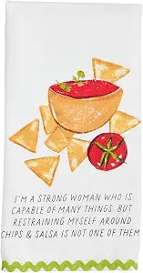 Mud Pie Chips Salsa Printed Trim Towel; 26" x 16 1/2"