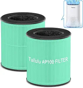 Tailulu Official AP100 Air Purifier Replacement Filter (2Pack Green)