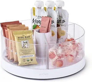 YouCopia SmoothSpin Turntable with 3 Bins, Rotating Lazy Susan Organizer
