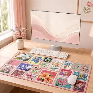 iCasso Floral Desk Pad Mat, XXL Large Mouse Pad, Pastel Pink