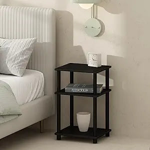 Furinno JUST Toolless 3-Tier Night Stand, Open Storage, Americano