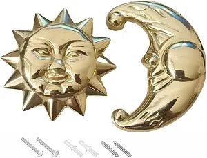 Drawer Knobs Brass Sun Moon Decoration - Antique Brass Cabinet Knobs & Pulls for Kitchen, Bathroom, Dresser, Wardrobe - Easy Install (Golden)