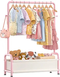 Kids Clothing Rack with Storage Shelf, Kids Dress Up Storage