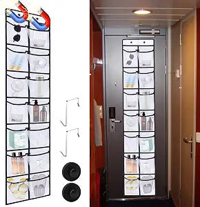 CTTZCKJ Over The Door Organizer For Cruise Ships|Magnetic Door Organizers with 14-Pocket for Cruise Ship|61"x11"|Cruise Over the Door Organizer,Magnetic Shoe Rack for Cruise,Behind-Door Storage