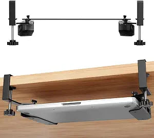 ELETIUO No Drilling Under Desk Laptop Mount,Adjustable Steel Shelf Holder with Anti-Scratch Pads,Fits 15" Wide & 1.0" Thick Devices,Universal for MacBooks, Surface, Keyboards, Tablets & More