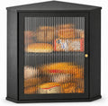 Kitsure Wooden Corner Bread Box for Kitchen Countertop, 16.5" H, Black