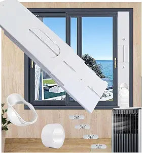Portable Air Conditioner Window Seal Kit with Coupler,Adjustable Vertical/Horizontal Sliding Window Plate for 5.9''(15cm) Diameter AC Unit Exhaust Hose