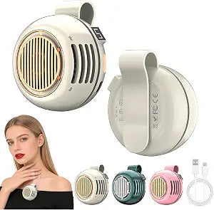 Portable Silent Mini Bladeless Fan Clip On,5 Speeds Clip-On Fans For Shirt,Small Clips Fanmini Whirlwind Fans For Waist Clips Suitable For Outdoor & Travel & Office (Beige)