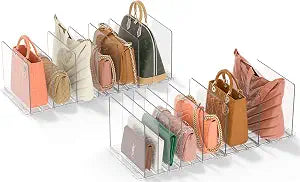 GoMaihe Purse Organizer for Closet: 4 Sets Adjustable Clear Bag Storage