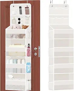 SpaceHacks 6-Tier Over the Door Organizer with Mesh Pockets (Beige)