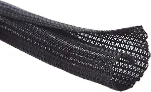 Alex Tech 10ft - 1/2 inch Cord Protector Wire Loom Tubing Cable Sleeve Split Sleeving For USB Cable Power Cord Audio Video Cable  Protect Cat From Chewing - Black