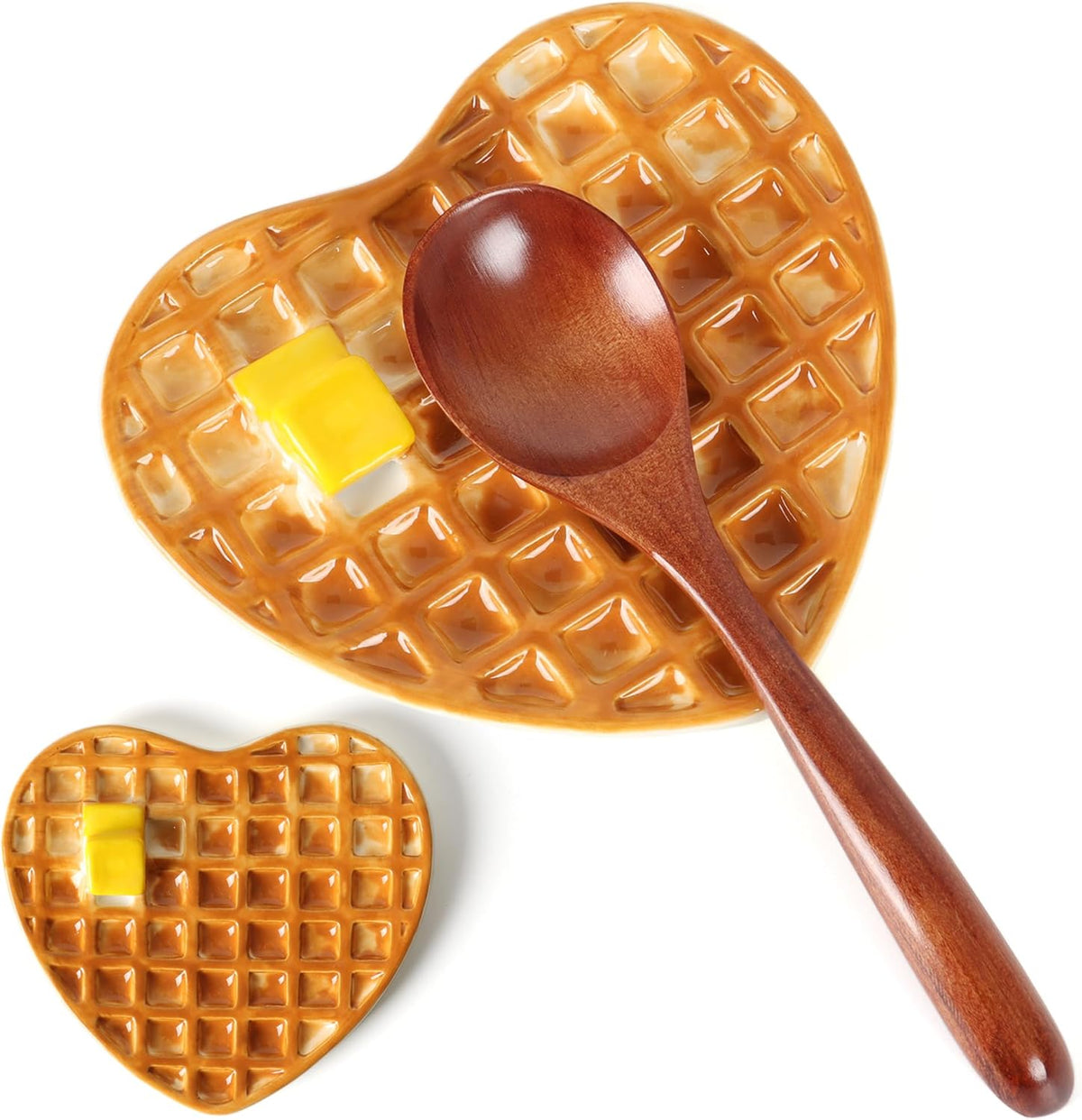 Waffle Spoon Rest for Stove Top Heart Cute Spoon Holder for Kitchen Counter