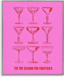 Season for Cocktails Holiday Phrase, 16 x 20 Inch Framed Gicle Print