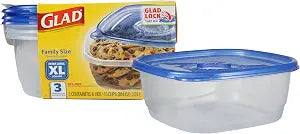 Glad GladWare XL Square Food Storage Containers, 104 Oz, 3 Count